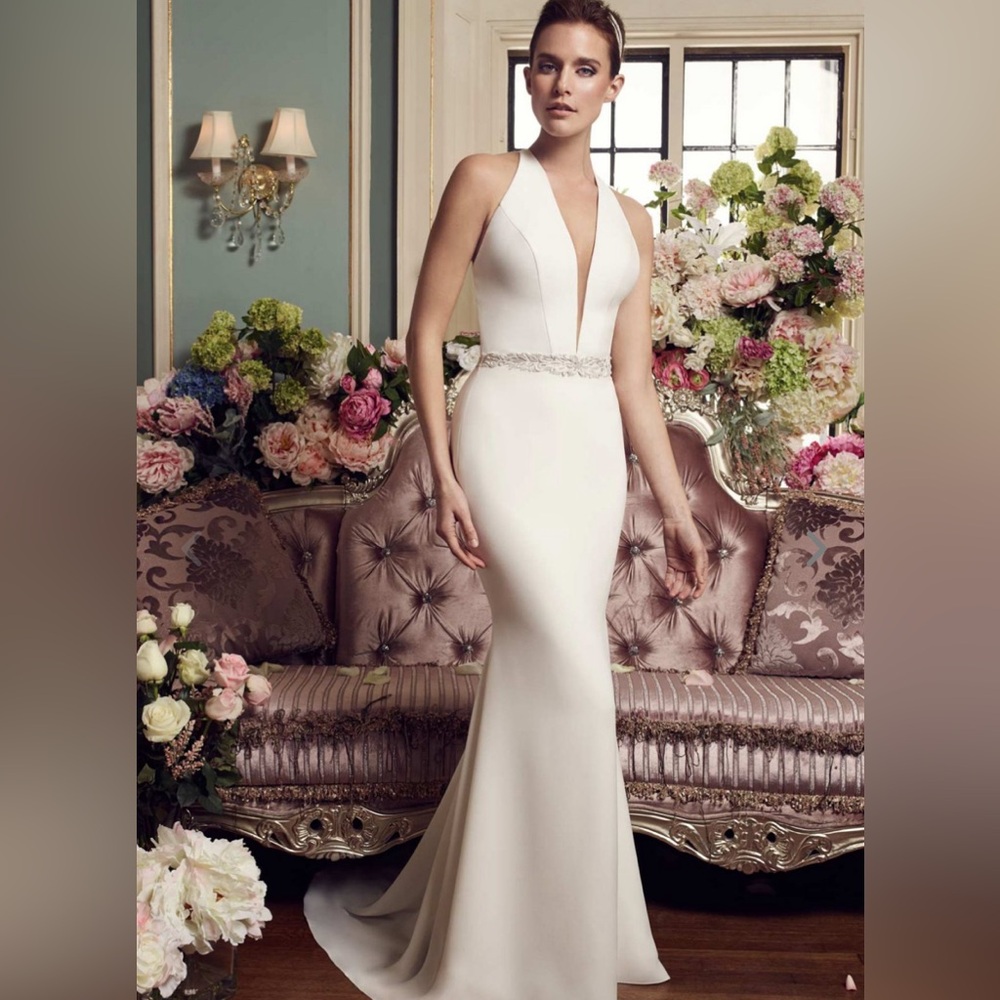 Mikaella Bridal Crepe Wedding Dress Style 2150